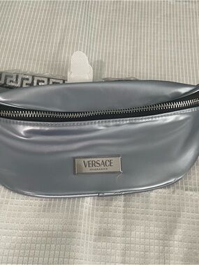 Versace Metallic Silver Belt Bag